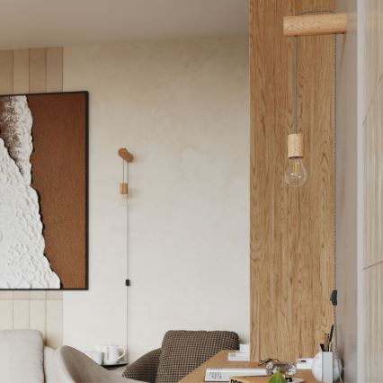 Applique murale NIMBI 1xE27/15W/230V hêtre