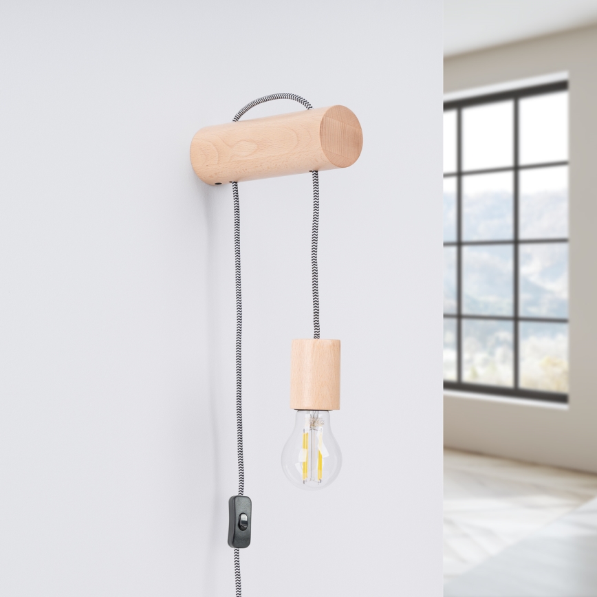 Applique murale NIMBI 1xE27/15W/230V hêtre