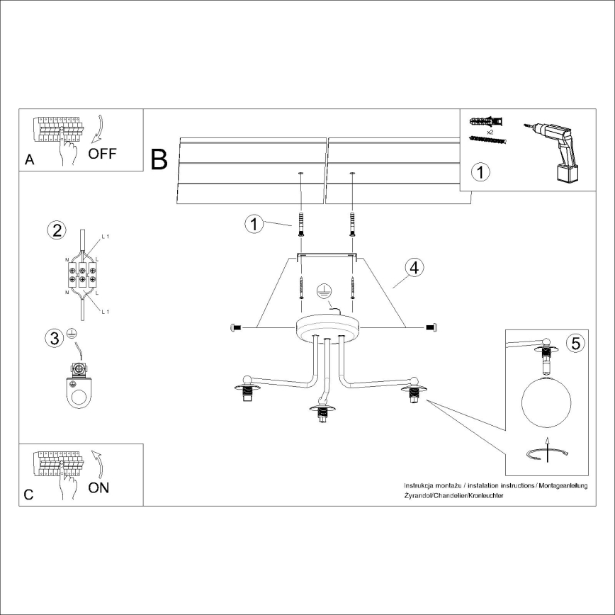 Suspension-barre ASTRAL 3xG9/8W/230V blanc