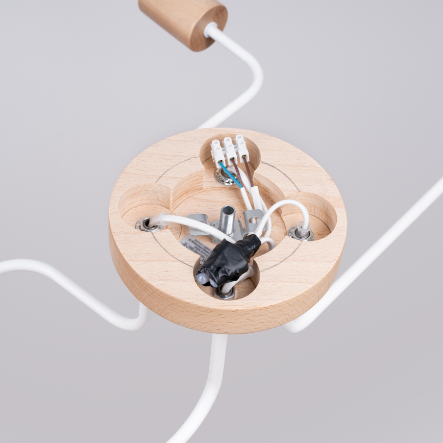 Plafonnier TIMBO 4xE27/15W/230V blanc/beige/hêtre
