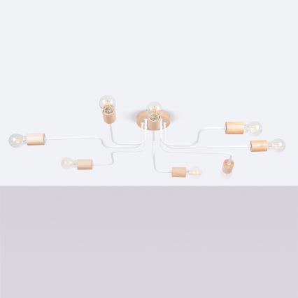 Plafonnier TIMBO 8xE27/15W/230V blanc/beige/hêtre
