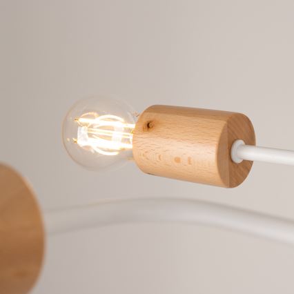 Plafonnier TIMBO 8xE27/15W/230V blanc/beige/hêtre