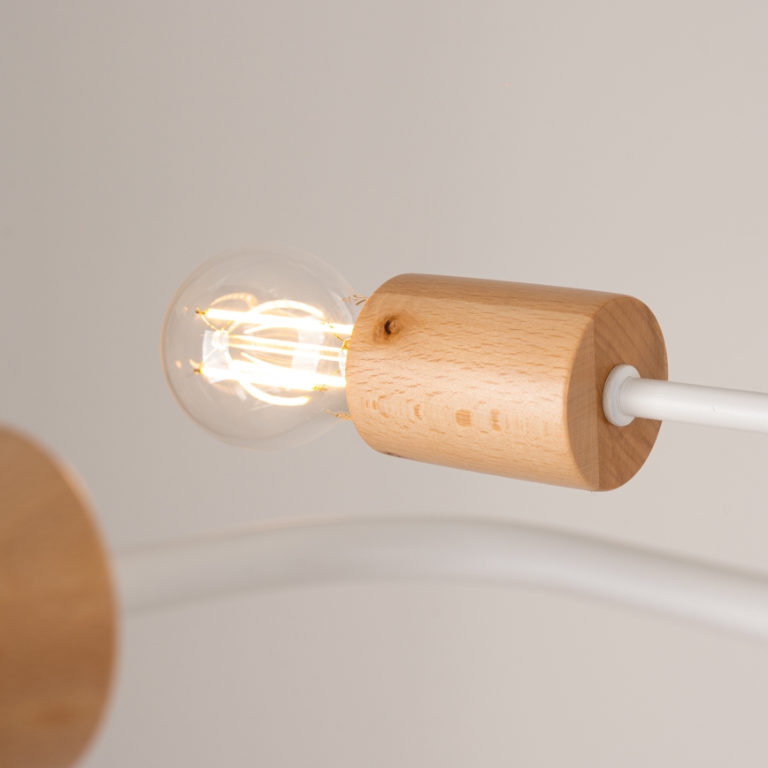 Plafonnier TIMBO 8xE27/15W/230V blanc/beige/hêtre