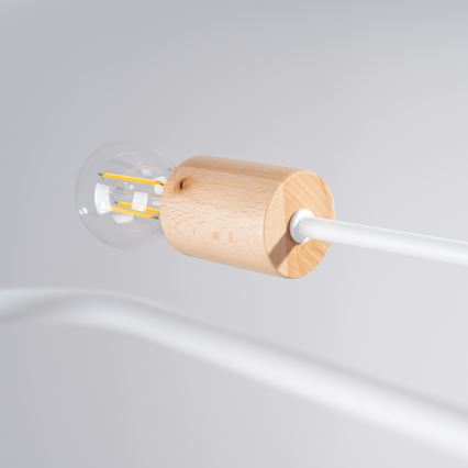 Plafonnier TIMBO 8xE27/15W/230V blanc/beige/hêtre