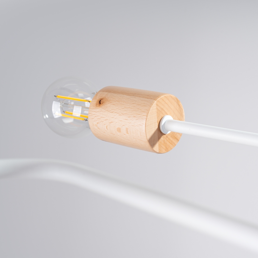 Plafonnier TIMBO 8xE27/15W/230V blanc/beige/hêtre