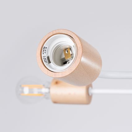 Plafonnier TIMBO 8xE27/15W/230V blanc/beige/hêtre