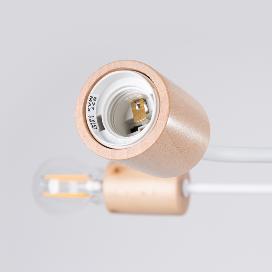 Plafonnier TIMBO 8xE27/15W/230V blanc/beige/hêtre