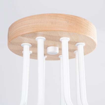 Plafonnier TIMBO 8xE27/15W/230V blanc/beige/hêtre