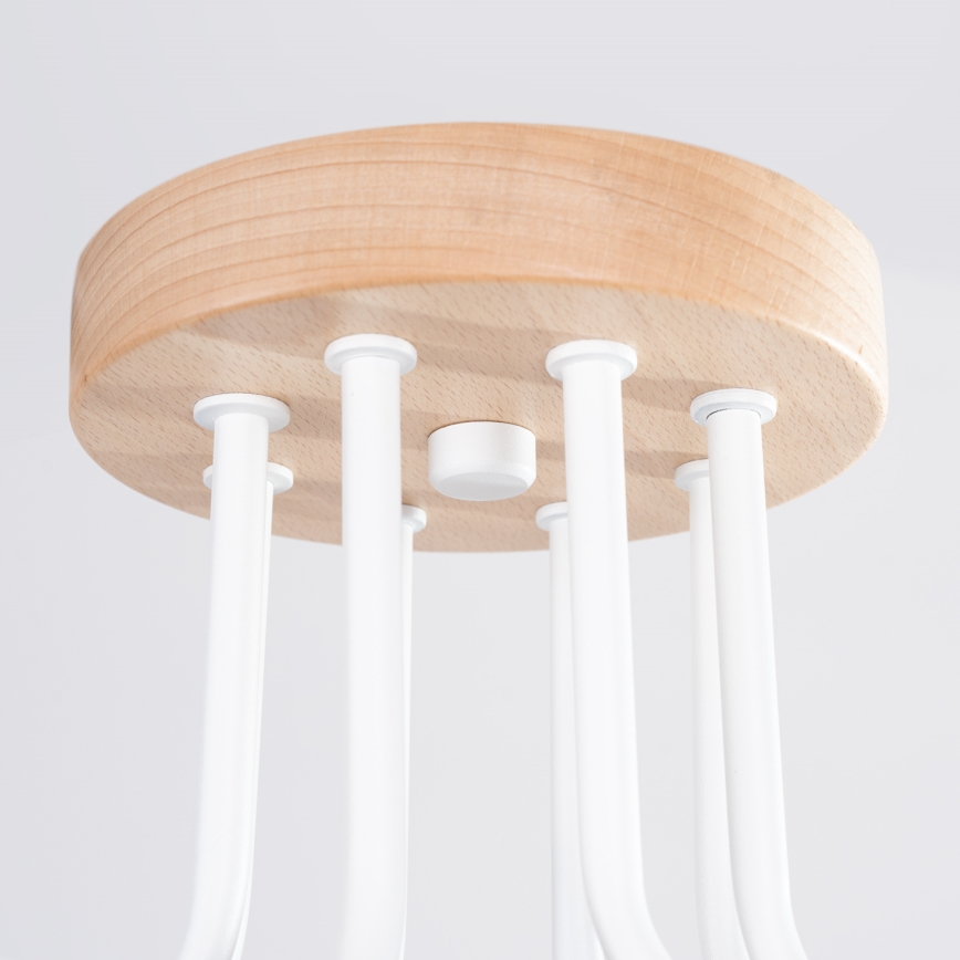 Plafonnier TIMBO 8xE27/15W/230V blanc/beige/hêtre