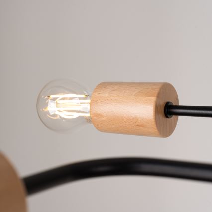 Plafonnier TIMBO 8xE27/15W/230V noir/beige/hêtre