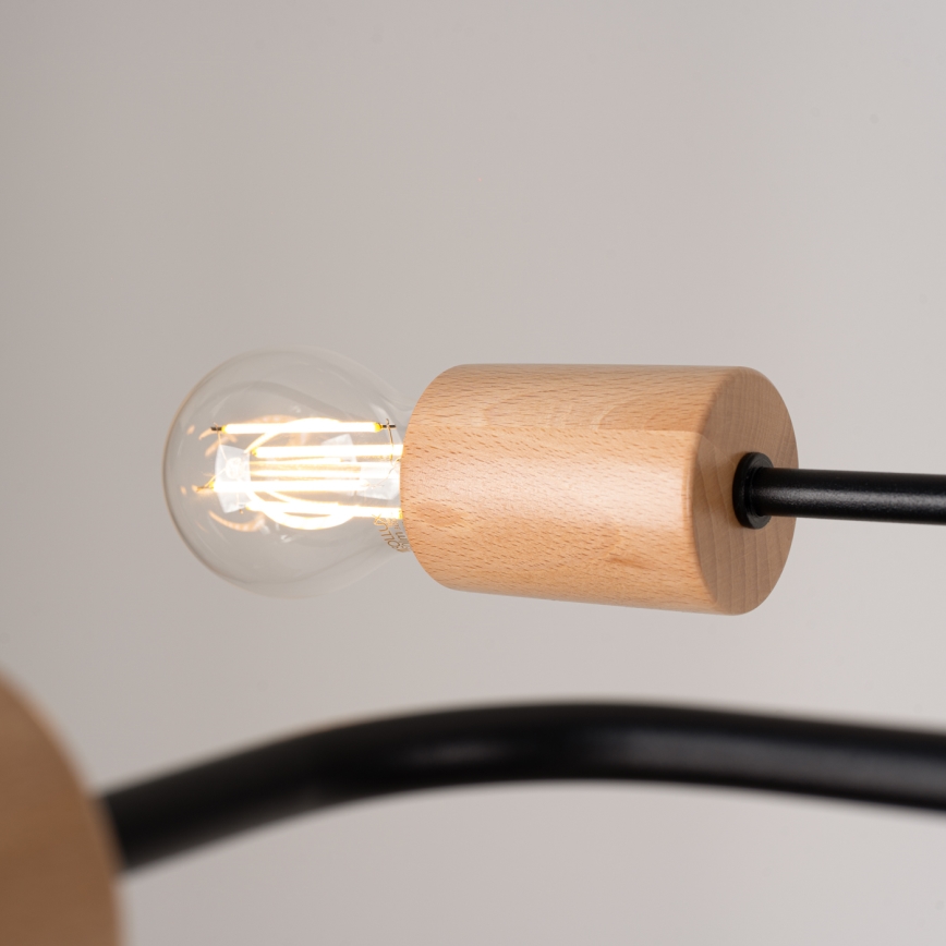 Plafonnier TIMBO 8xE27/15W/230V noir/beige/hêtre