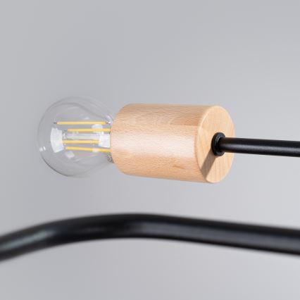 Plafonnier TIMBO 8xE27/15W/230V noir/beige/hêtre