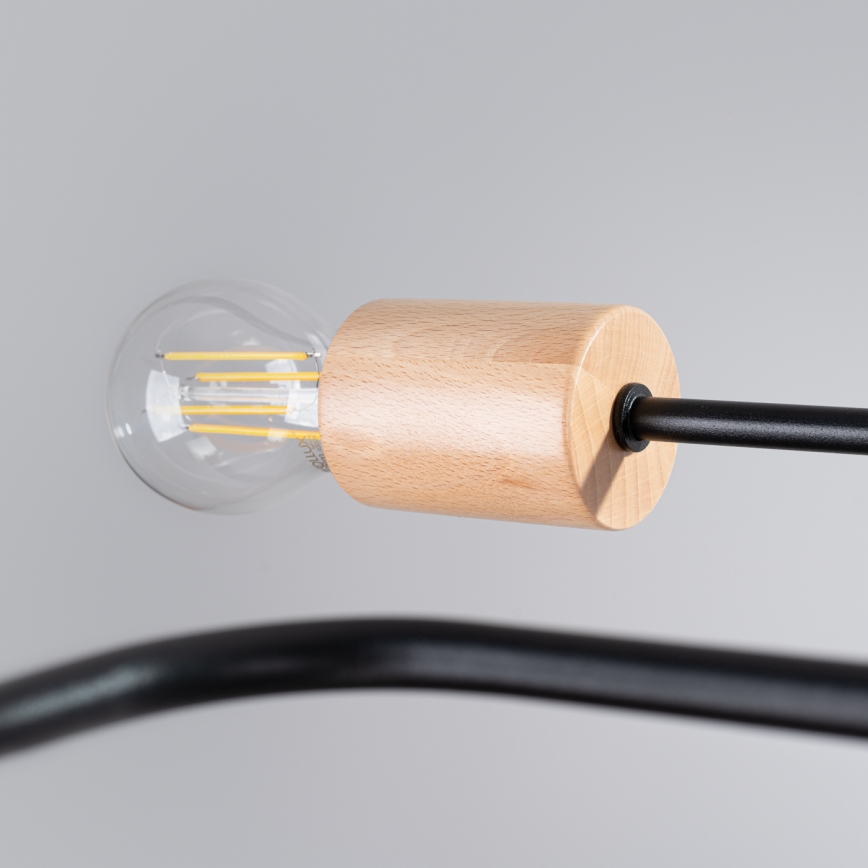 Plafonnier TIMBO 8xE27/15W/230V noir/beige/hêtre