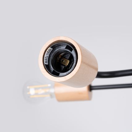 Plafonnier TIMBO 8xE27/15W/230V noir/beige/hêtre
