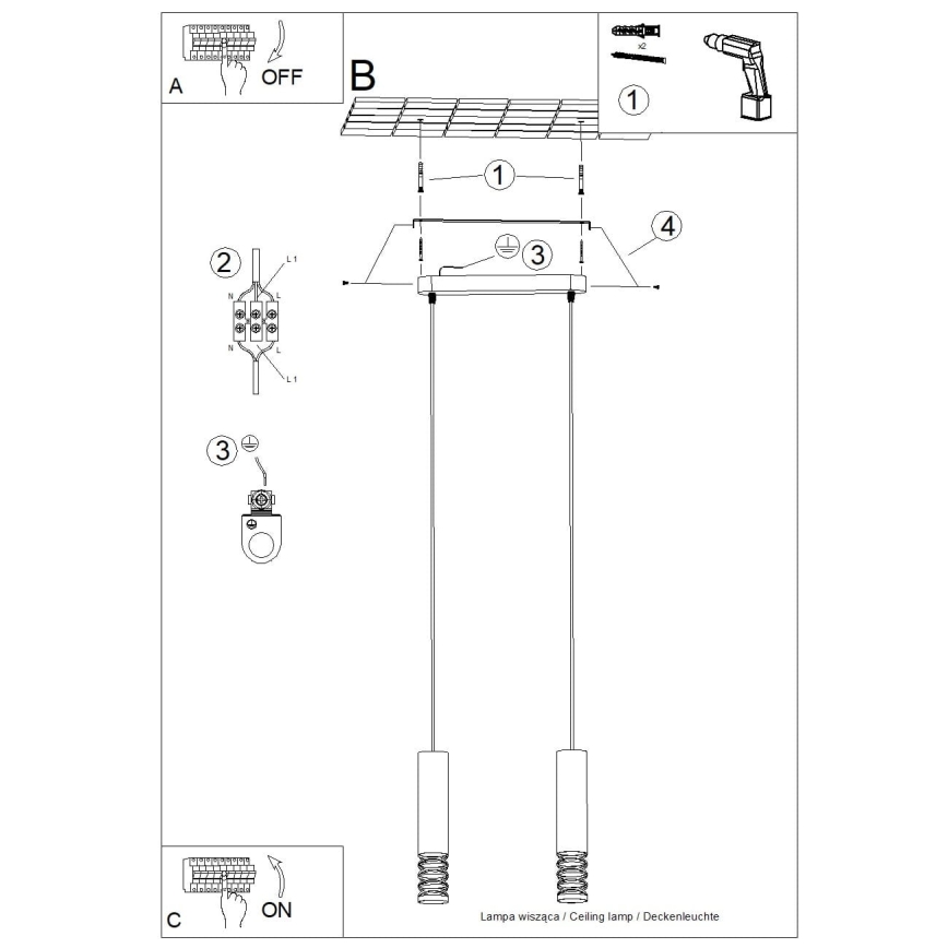 Suspension filaire LAMI 2xGU10/10W/230V blanc