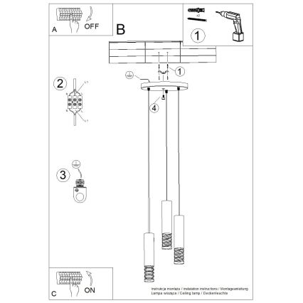 Suspension filaire LAMI 3xGU10/10W/230V blanc