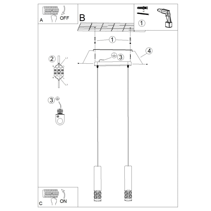 Suspension filaire LIRO 2xGU10/10W/230V blanc