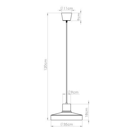 Suspension filaire BILO 1xE27/15W/230V d. 35 cm orange