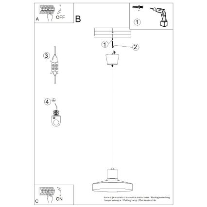Suspension filaire BILO 1xE27/15W/230V d. 35 cm orange