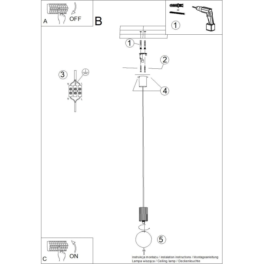 Suspension filaire HALO 1xG9/8W/230V d. 12 cm blanc