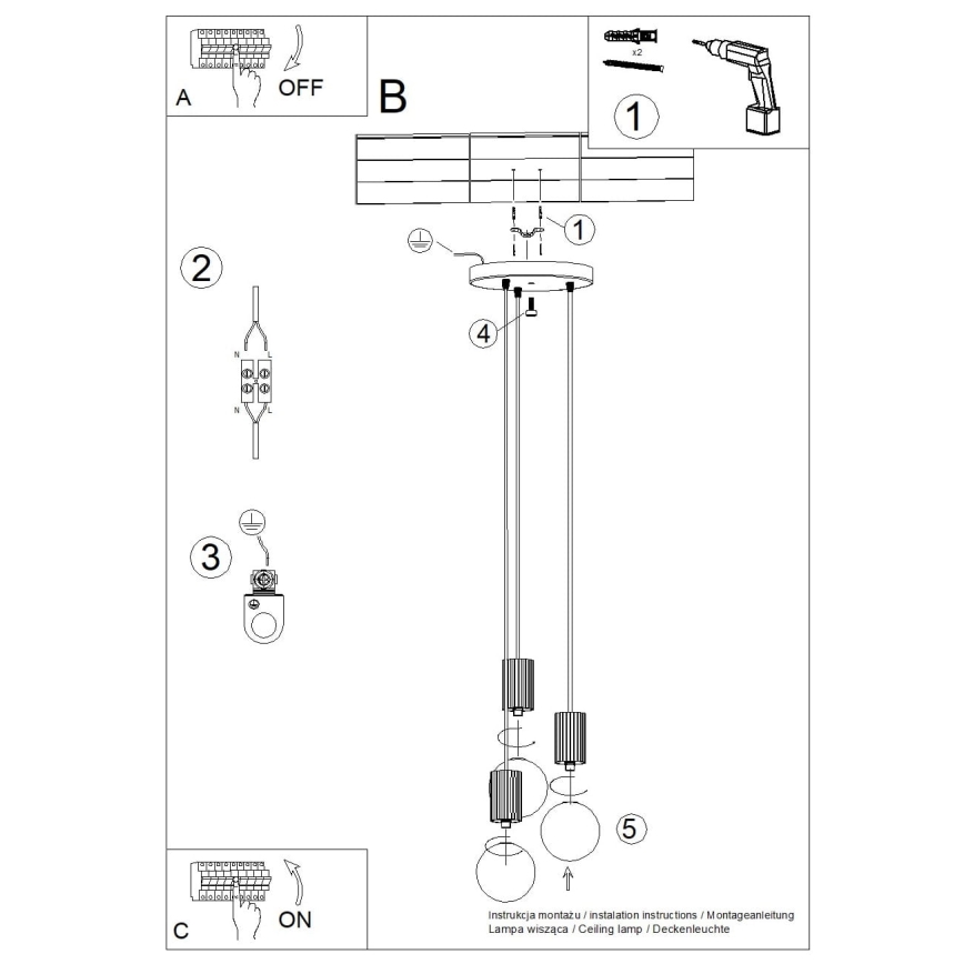 Suspension filaire HALO 3xG9/8W/230V d. 25 cm vert