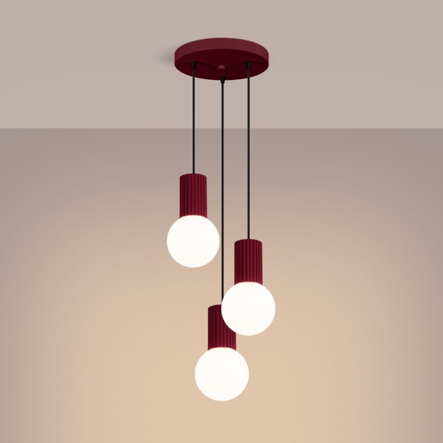 Suspension filaire HALO 3xG9/8W/230V d. 25 cm rouge