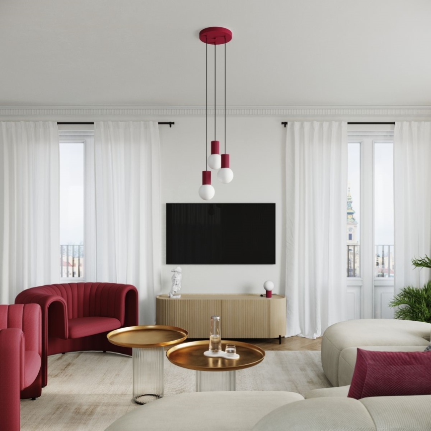 Suspension filaire HALO 3xG9/8W/230V d. 25 cm rouge