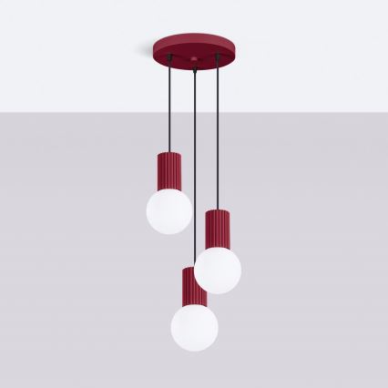 Suspension filaire HALO 3xG9/8W/230V d. 25 cm rouge