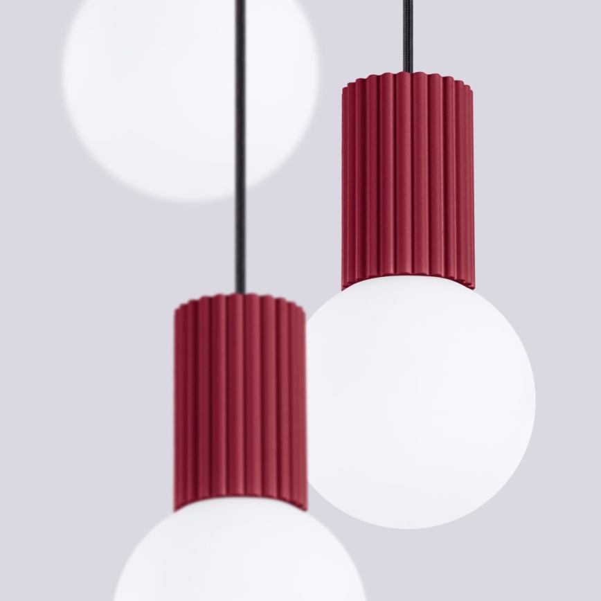 Suspension filaire HALO 3xG9/8W/230V d. 25 cm rouge
