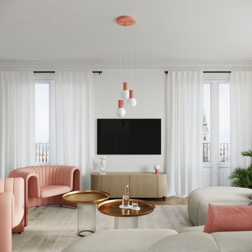 Suspension filaire HALO 3xG9/8W/230V d. 25 cm rose