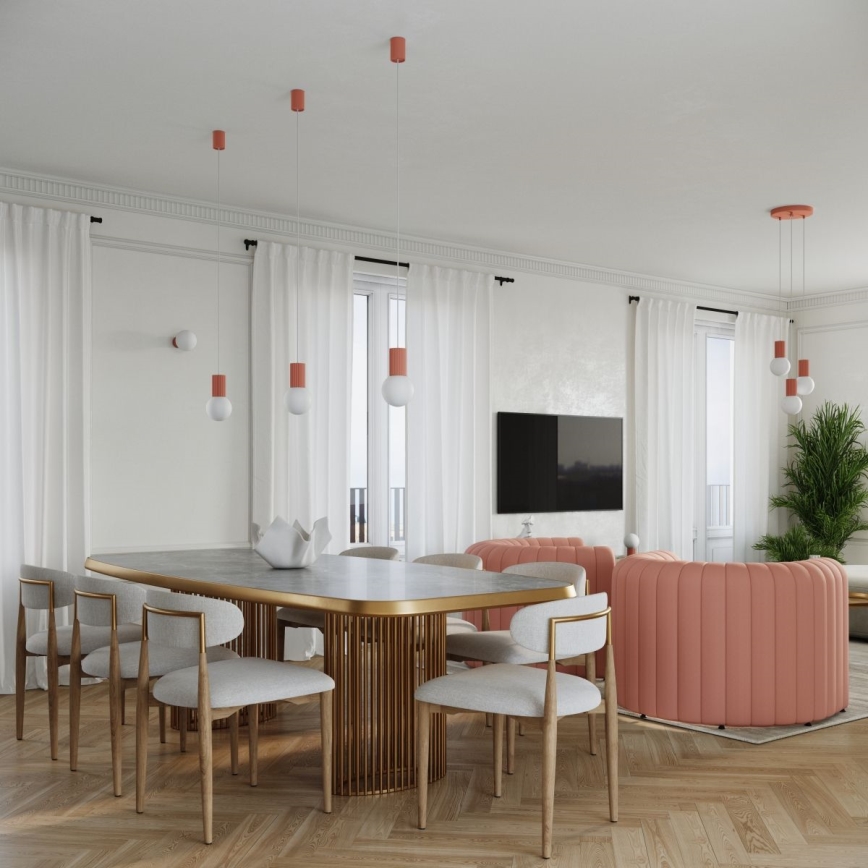 Suspension filaire HALO 3xG9/8W/230V d. 25 cm rose
