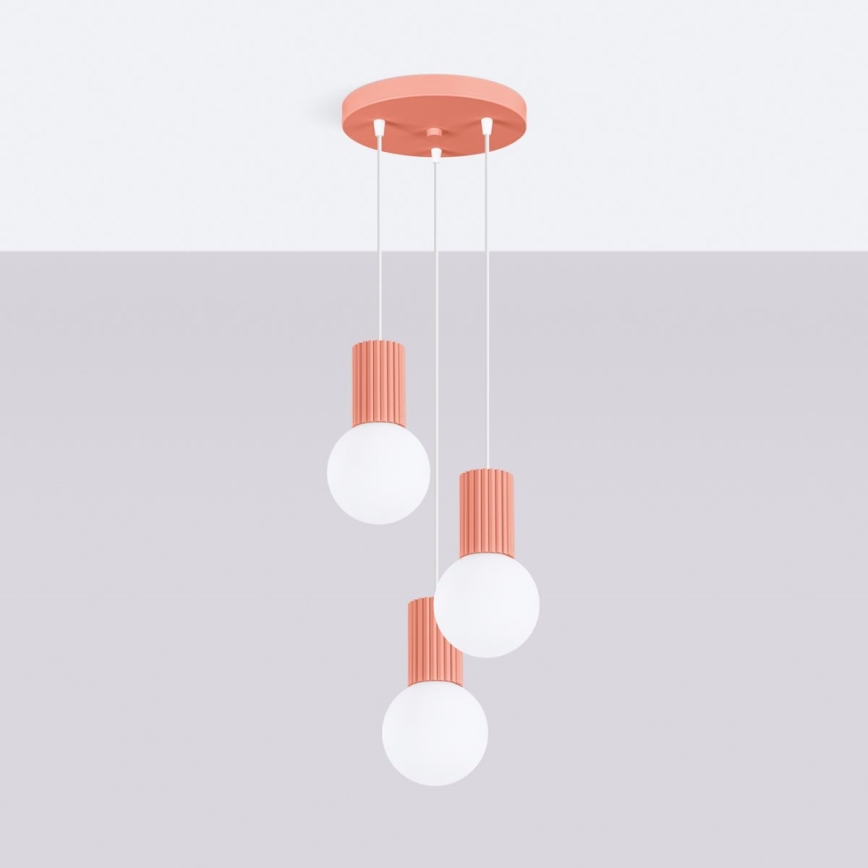 Suspension filaire HALO 3xG9/8W/230V d. 25 cm rose