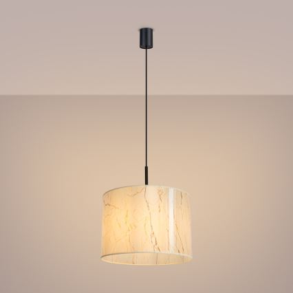 Suspension sur câble NEVIA 1xE27/15W/230V Ø 40 cm beige/effet marbre