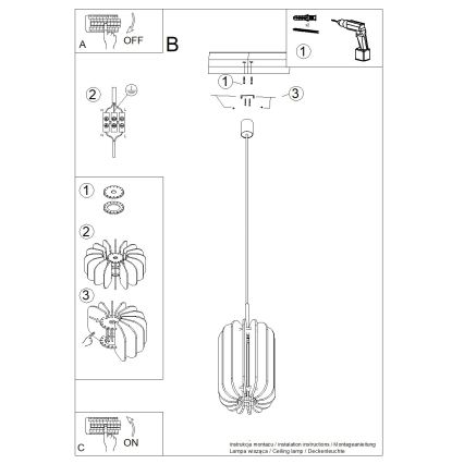 Suspension à câble MULA 1x E27/15W/230V Ø 27 cm, jaune