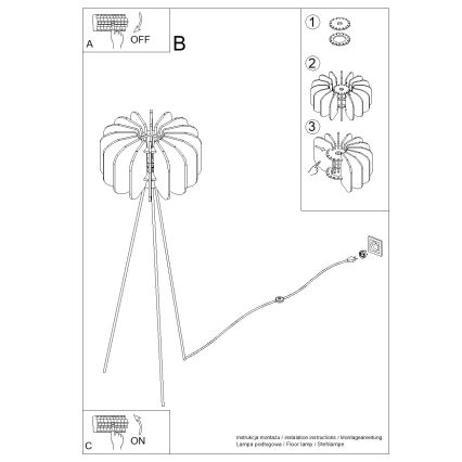 Lampadaire MULA 1xE27/15W/230V jaune