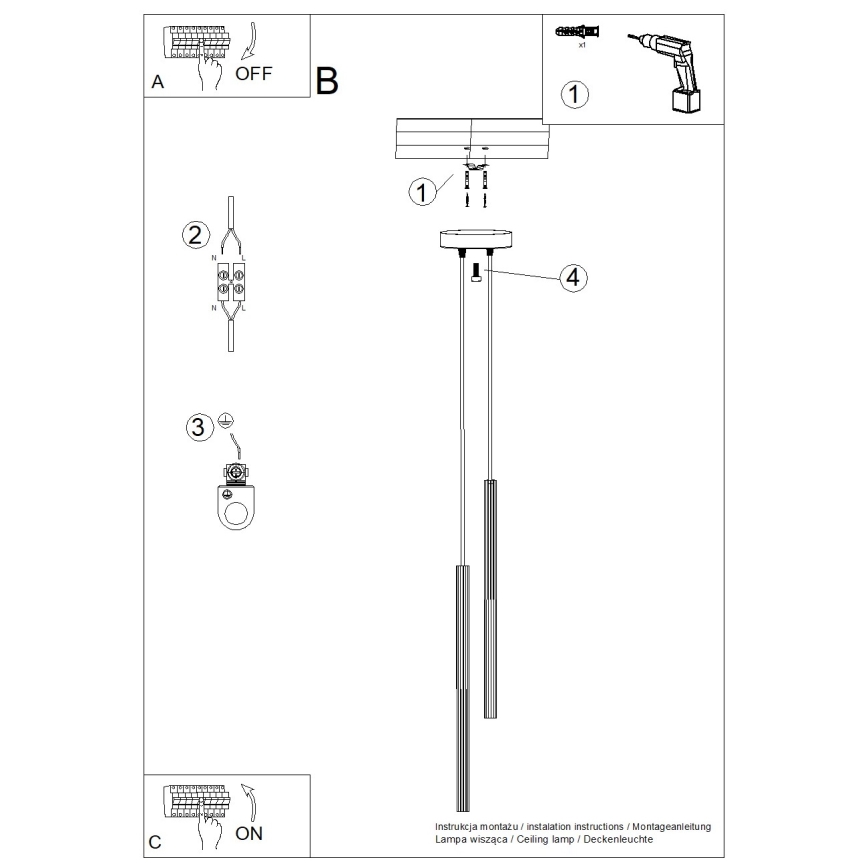 Suspension sur câble ARCHE 2xG9/8W/230V noire