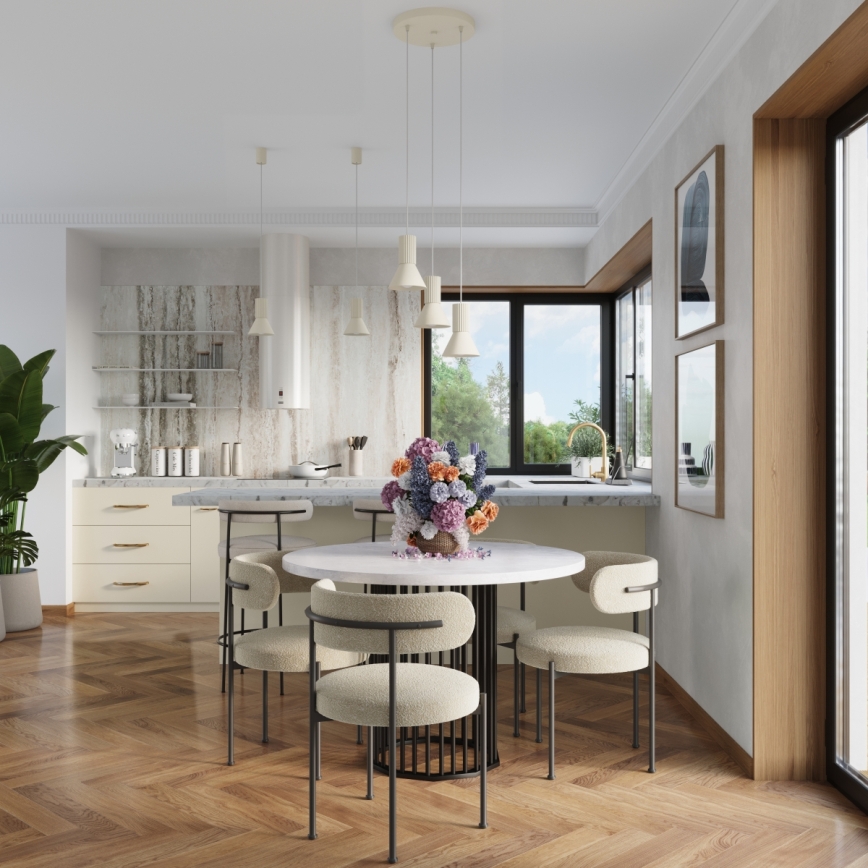 Suspension sur câble ESTRIA 1xE14/10W/230V Ø 14 cm crème