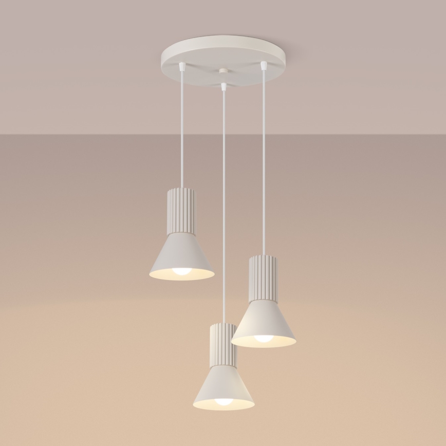 Suspension sur câble ESTRIA 3xE14/10W/230V Ø 30 cm crème