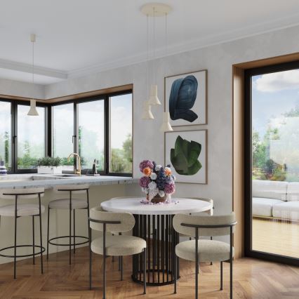 Suspension sur câble ESTRIA 3xE14/10W/230V Ø 30 cm crème