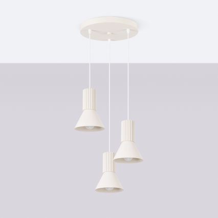 Suspension sur câble ESTRIA 3xE14/10W/230V Ø 30 cm crème