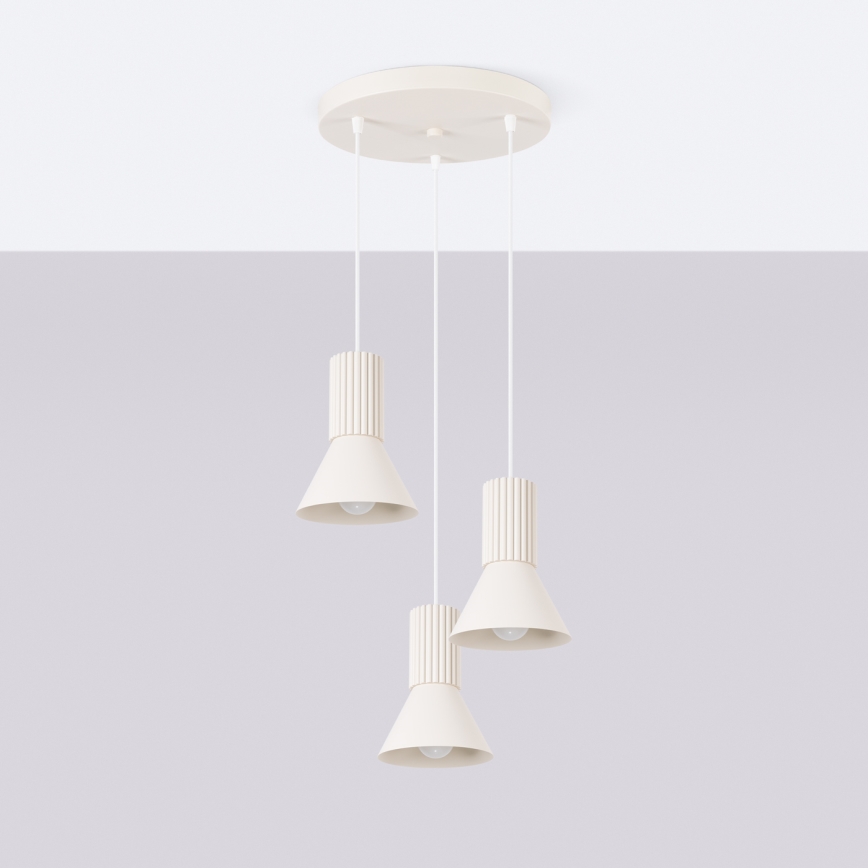 Suspension sur câble ESTRIA 3xE14/10W/230V Ø 30 cm crème