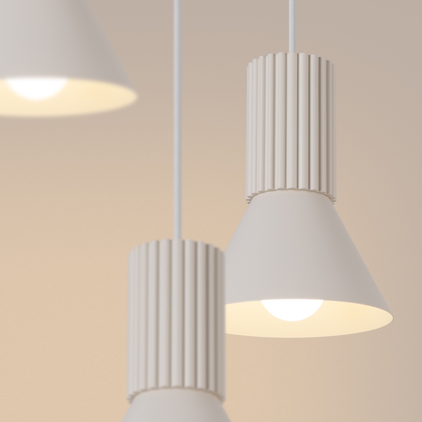 Suspension sur câble ESTRIA 3xE14/10W/230V Ø 30 cm crème