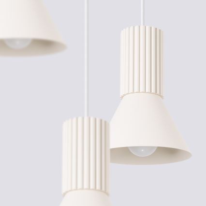 Suspension sur câble ESTRIA 3xE14/10W/230V Ø 30 cm crème