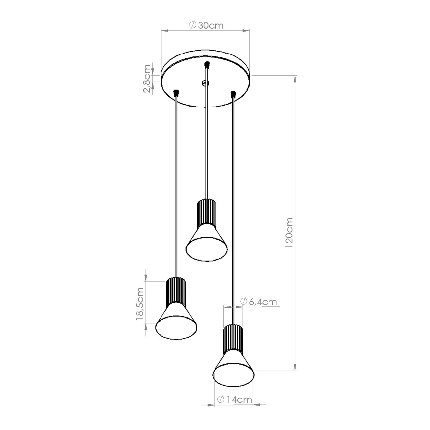 Suspension sur câble ESTRIA 3xE14/10W/230V Ø 30 cm crème