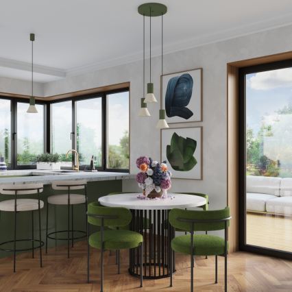 Suspension sur câble ESTRIA 1xE14/10W/230V Ø 14 cm vert