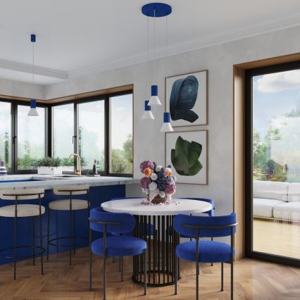 Suspension sur câble ESTRIA 1xE14/10W/230V Ø 14 cm bleue