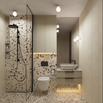 Plafonnier pour salle de bains ZORI 1xG9/8W/230V Ø 12 cm IP44 beige