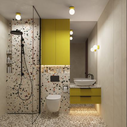 Plafonnier pour salle de bains ZORI 1xG9/8W/230V Ø 12 cm IP44 jaune