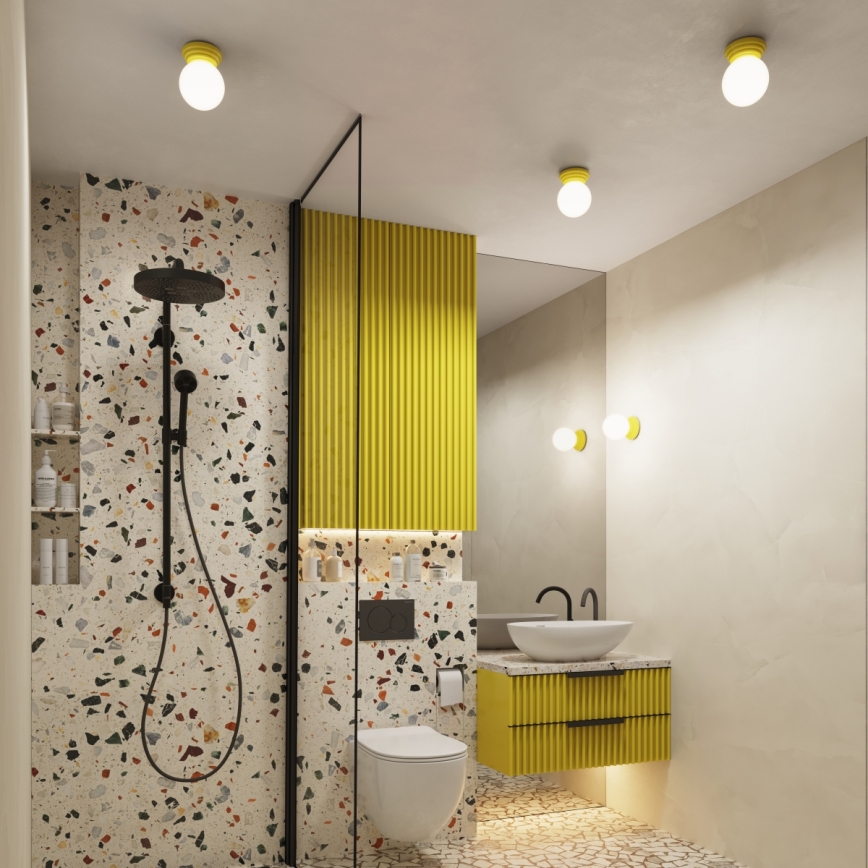 Plafonnier pour salle de bains ZORI 1xG9/8W/230V Ø 12 cm IP44 jaune