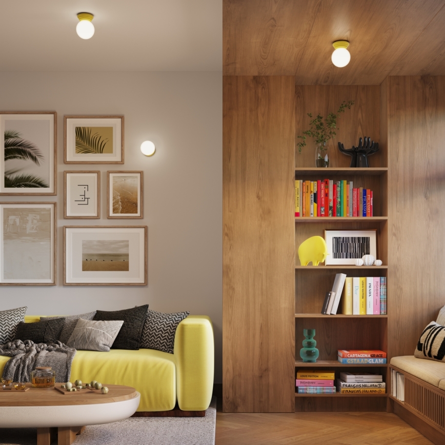 Plafonnier pour salle de bains ZORI 1xG9/8W/230V Ø 12 cm IP44 jaune